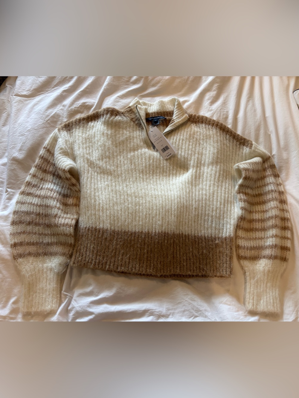 NWT French Connection Nika Half Zip Wool Blend Colorblock Sweater Women’s Small